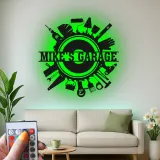 Enseigne LED personnalisée pour garage | Décoration murale en métal personnalisée avec outils | Déco atelier et man cave | Cadeau pour bricoleur
