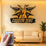 Cartel de metal Rock and Roll personalizado | Arte mural LED de alas de guitarra | Decoración de estudio de músico personalizada | Regalo de heavy metal para él