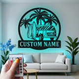 Custom Surf Van Led Light Metal Wall Art Personalized Beach Lover Gift Coastal Decor for Surf Enthusiasts