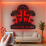 Psychedelic Mushroom LED Sign | Custom Metal Wall Art | Personalized Nature Decor for Bedroom | Fungi Lover Gift