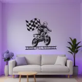 Panneau LED Motocross Personnalisé | Décoration Murale en Métal sur Mesure | Nom et Numéro du Pilote | Décor de Garage Sportif
