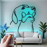 Cartel de metal personalizado con silueta de perro y gato y luz LED, regalo para amantes de mascotas, decoración para salón u oficina