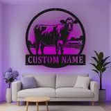 Insegna in metallo LED personalizzata Fattoria di Mucche - Regalo per Agricoltori, Decorazione Rustica per Fienile 2