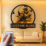 Décoration murale en métal personnalisée avec corbeau et rétroéclairage LED, cadeau pour les amoureux des oiseaux, décoration pour salon ou bureau