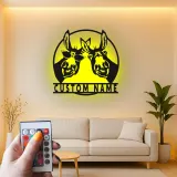 Insegna in metallo LED Donkey Duo personalizzata regalo rustico per la casa