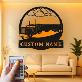 Custom Semi Truck Led Light Metal Wall Art Personalized Gift for Truckers Garage or Man Cave Decor 15