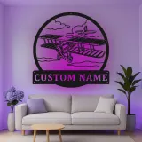 Cartel de metal LED de biplano, regalo de aviación para piloto, decoración de hangar u oficina