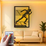 Cartel de metal personalizado con luz LED de corredor, regalo para atletas, decoración deportiva para gimnasio o hogar