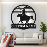 Custom Cowboy Rodeo Led Light Metal Wall Art Personalized Western Gift for Him Ranch Living Room Decor