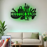 Cartel de jardín personalizado con luces LED | Decoración mural de metal personalizada | Decoración exterior para patio | Regalo para jardineros