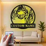 Décoration murale en métal personnalisée avec éclairage LED Aigle Américain - Cadeau patriotique pour lui, décoration de garage ou de man cave