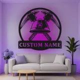 Personalisierte LED Metall-Wandkunst mit Bergmannshelm und Pickaxe – Geschenk für Bergleute, Man Cave oder Garagendekor