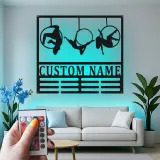 Décoration murale en métal LED personnalisée pour danseurs de cerceau aérien - Cadeau unique pour les passionnés de danse, décoration de studio ou de maison