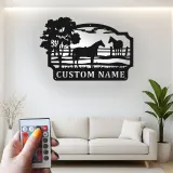 Insegna per Ranch di Cavalli Personalizzata con LED | Arte in Metallo Personalizzata | Decorazione Equestre per Regalo da Fattoria