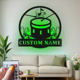 Insegna in metallo LED a forma di tamburo personalizzata Regalo per musicisti Decorazione per sala musica per batteristi