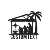 Panneau LED personnalisé de crèche | Art mural en métal pour Noël | Décor religieux de fête | Idée cadeau pour famille chrétienne