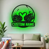 Personalized Swan LED Sign | Romantic Metal Wall Art with Custom Name | Elegant Bedroom Decor | Unique Wedding Gift for Couple