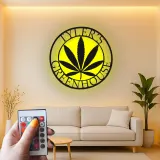 Custom Cannabis Leaf Led Light Metal Wall Art Personalized Gift for Greenhouse Enthusiasts Home Decor