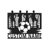 Arte mural de metal personalizado de fútbol | Cartel LED con nombre personalizado para habitación de chicos | Regalo para jugador de fútbol | Decoración mural deportiva