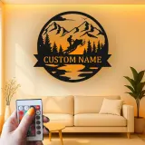 Personalized Snowmobile Metal Sign | LED Mountain Wall Art | Custom Rider Name Decor | Winter Sports Gift
