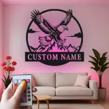 Custom Eagle Led Light Metal Wall Art Personalized Gift for Nature Lovers Office or Living Room Decor