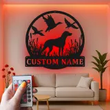Insegna per Cacciatore Labrador Retriever | Insegna in Metallo LED Personalizzata | Regalo per Cacciatori e Decorazione per Cani