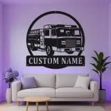 Cartel de camión de bomberos personalizado | Arte metálico LED para decoración de estación de bomberos | Regalo personalizado para bombero