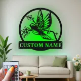 Insegna in metallo personalizzata con uccello e fiori e luce LED regalo per amanti della natura decorazione per camera da letto o soggiorno