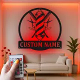 Décoration murale en métal personnalisée avec rétroéclairage LED en forme de poteau de barbier - Cadeau pour salon ou barbier