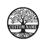 Art Mural LED Arbre de Vie | Panneau de Nom de Famille Personnalisé | Décor Métal Personnalisé pour Entrée | Cadeau de Crémaillère pour Couples