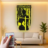 Lineman American Flag LED Sign | Custom Metal Wall Art | Personalized Electrician Gift for Man Cave | Patriotic Home Decor