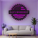 Décoration murale en métal LED personnalisée pour l'atelier de papa - cadeau parfait pour lui - décoration de garage ou d'atelier