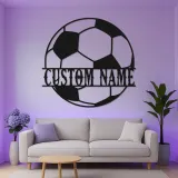 Panneau LED de ballon de football personnalisé | Art mural en métal personnalisé | Décor sportif | Cadeau pour entraîneur | Plaque lumineuse pour chambre de garçon