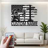Kneeling Soldier Metal Sign | Custom Military Memorial Wall Art | Personalized Veteran Remembrance Gift with LED