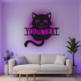 Décoration murale en métal personnalisée en forme de silhouette de chat avec rétroéclairage LED - Cadeau pour les amoureux des chats - Décor de chambre ou de salon 2
