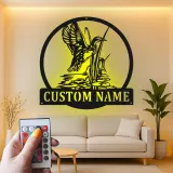 Personalisierte LED-Metall-Wandkunst mit Entenjagd-Motiv – Geschenk für Jäger, rustikale Hüttendeko