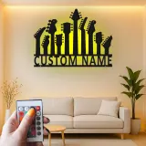Panneau métallique personnalisé guitare avec LED | Décoration murale musicale sur mesure | Décoration murale en métal pour guitariste | Cadeau musicien