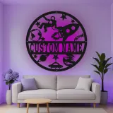 Insegna in metallo personalizzata con astronauta e razzo e luce LED regalo per amanti dello spazio decorazione per camera dei bambini
