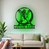 Insegna in metallo personalizzata per giocatore di softball con luce LED regalo per atleti decorazione per sala giochi sportiva