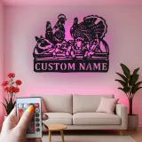 Décoration murale en métal personnalisée avec animaux de la ferme et rétroéclairage