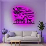 Cartel de metal personalizado con luz LED de camión de cubo regalo para liniero decoración de garaje o taller