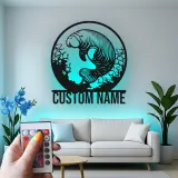 Arte da Parete Manatee in Metallo Personalizzata | Insegna LED per Mucca di Mare | Decorazione Nautica per Amanti dell'Oceano