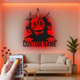 Personalisierte Schimpansen Namensschild | LED Metall-Wandkunst | Lustiges Affenlicht für Kinderzimmer & Babyzimmer | Individuelle Tierdekoration