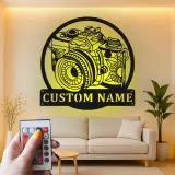 Personalisierte Vintage Kamera LED Licht Metall-Wandkunst Geschenk für Fotografen, Studio- oder Bürodekor