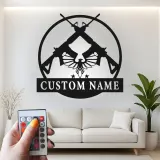 Insegna in metallo personalizzata con fucile e aquila e luce LED regalo per appassionati di armi decorazione per man cave o garage