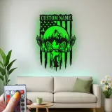Insegna in metallo personalizzata con alce | Decorazione LED per cabin | Insegna rustica per appassionati di natura