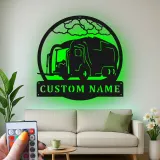 Personalisierte LED-Metall-Wandkunst mit Müllwagen – Einzigartiges Geschenk für Mitarbeitende der Abfallwirtschaft, Garagen- oder Bürodeko