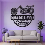 Custom Chopper Motorcycle LED Sign | Personalized Metal Garage Decor | Lighted Biker Wall Art | Unique Father's Day Gift
