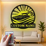 Cartel de metal personalizado con luz LED de yate, regalo de navegación personalizado para él, decoración náutica para man cave