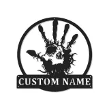 Zombie Handprint LED Metal Sign | Personalized Horror Decor | Custom Name Wall Art for Halloween & Haunted House Events